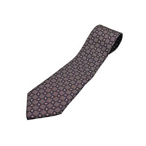Vintage Aquascutum London Navy Red Geometric Silk Necktie